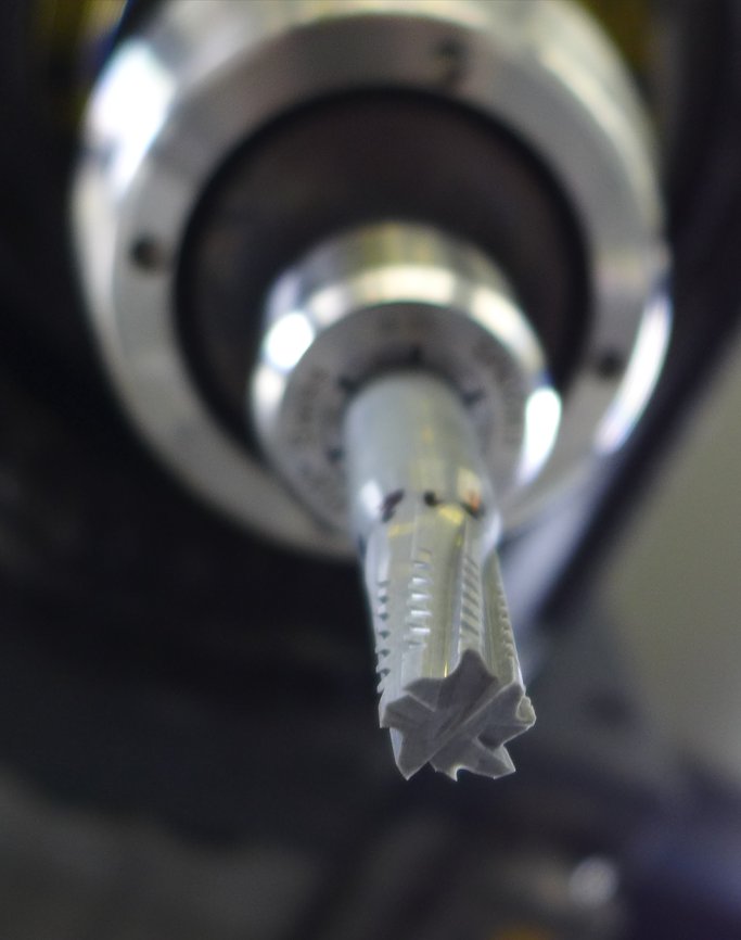 Full-Ceramic End Mill Mounted in the Machine Spindle